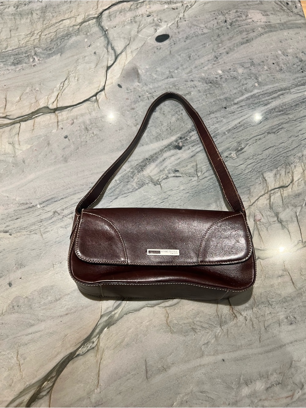 Kenneth Cole New York Dark Brown Leather Shoulder Bag